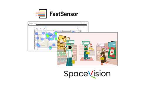 This image highlights SpaceVision’s ability to assess customer interest by analyzing movement and behavior, and FastSensor’s functionality of evaluating customer interest based on time spent and dwell duration.